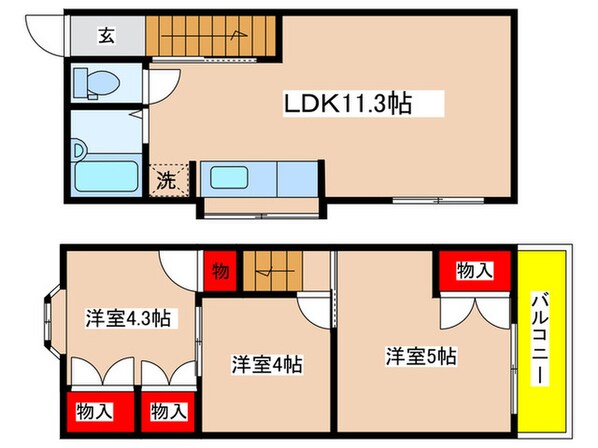 枡形貸家の物件間取画像